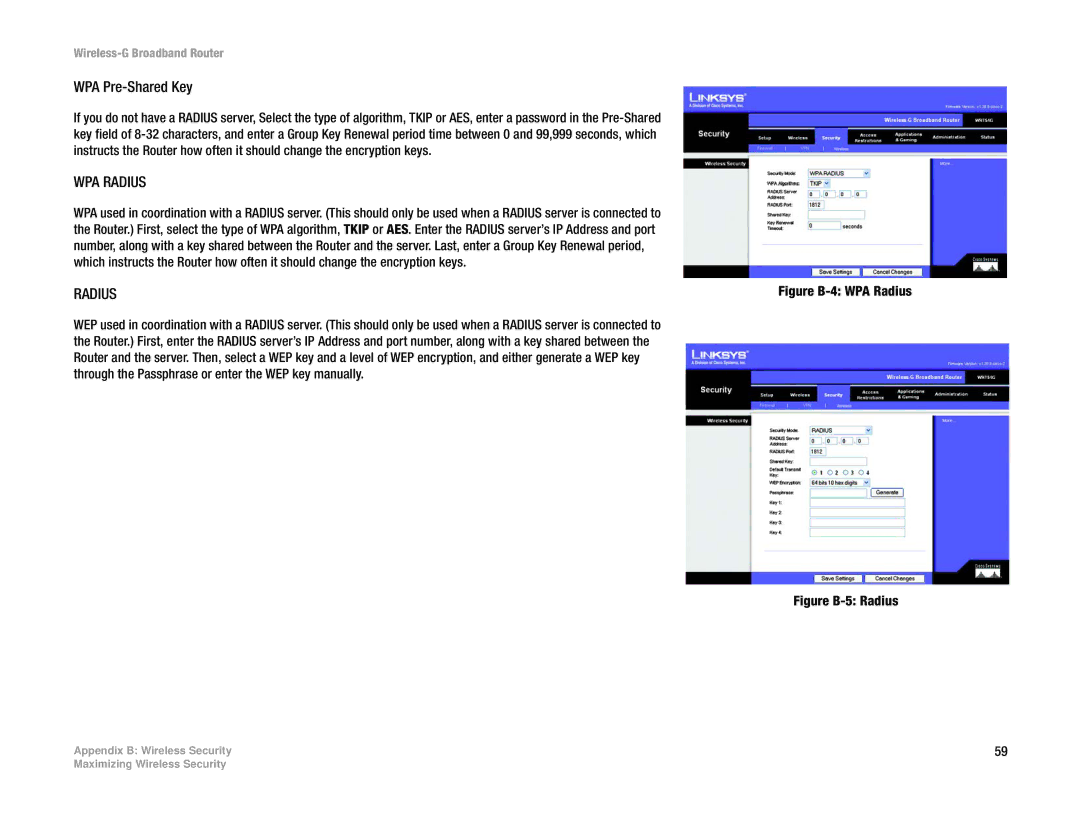 Cisco Systems WRT54G manual WPA Radius 