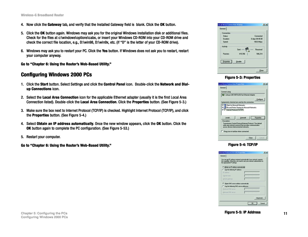 Cisco Systems WRT54G manual Configuring Windows 2000 PCs 
