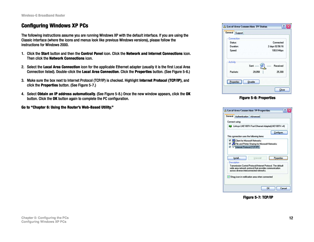 Cisco Systems WRT54G manual Configuring Windows XP PCs 