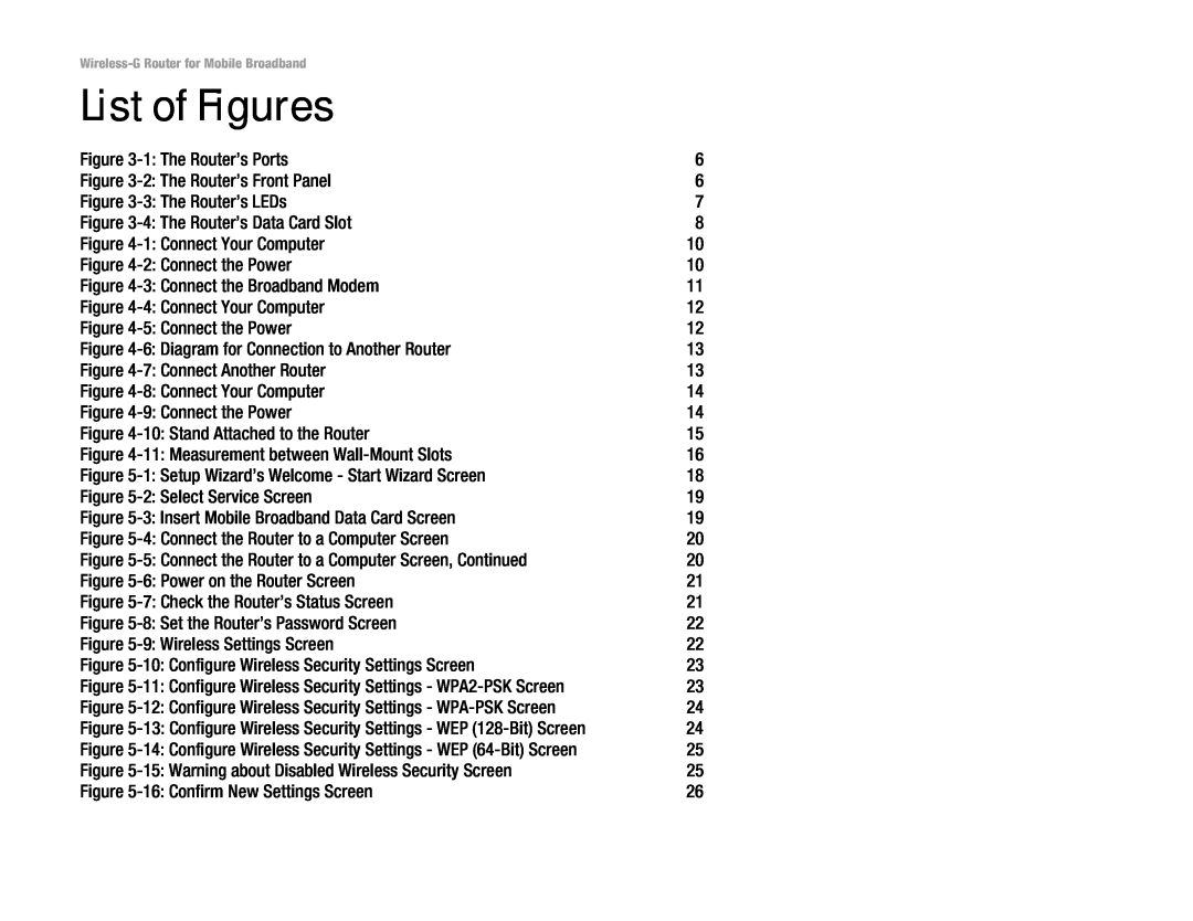 Cisco Systems WRT54G3G-ST manual List of Figures 