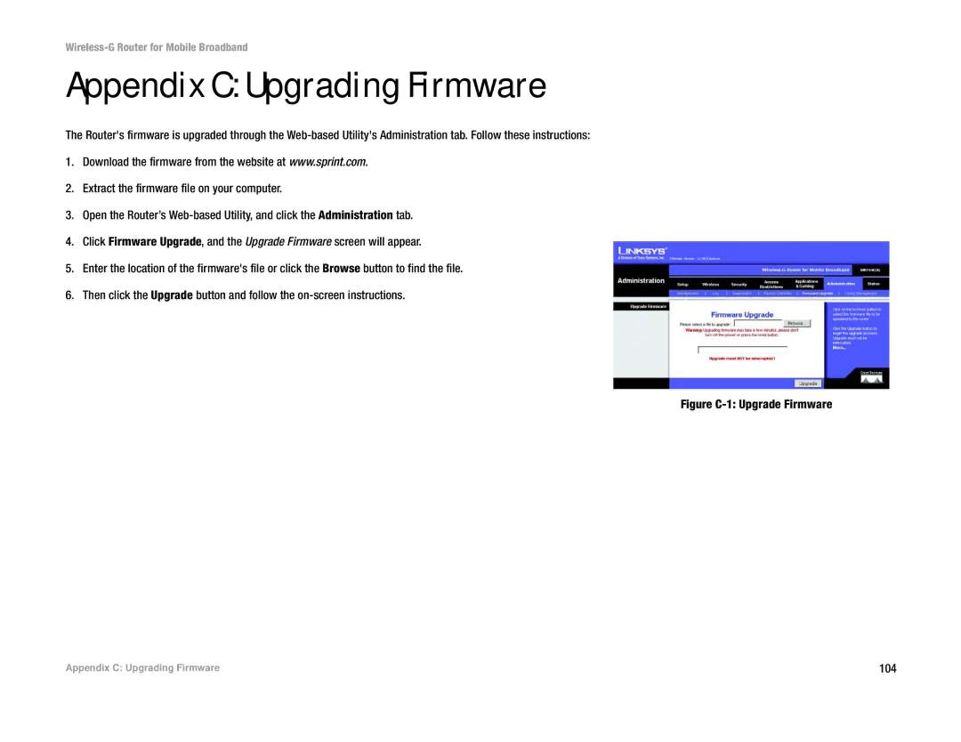 Cisco Systems WRT54G3G-ST manual Appendix C Upgrading Firmware, Figure C-1 Upgrade Firmware 