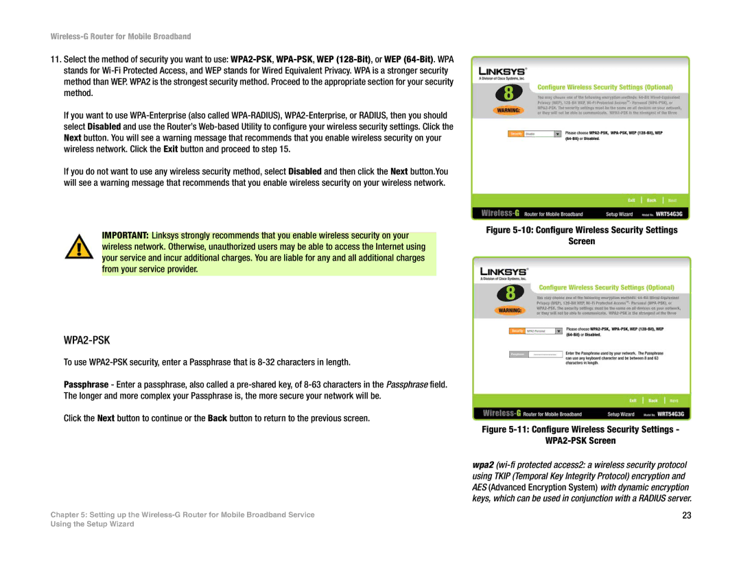 Cisco Systems WRT54G3G-ST manual WPA2-PSK 