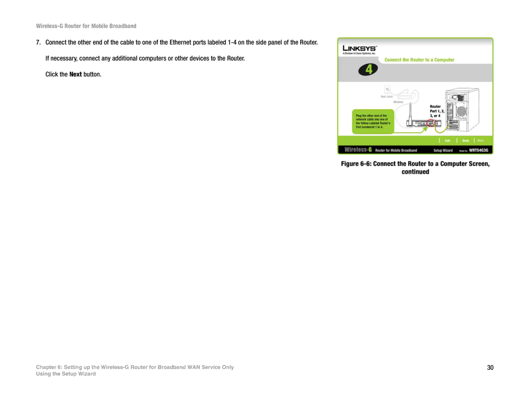 Cisco Systems WRT54G3G-ST manual Connect the Router to a Computer Screen 