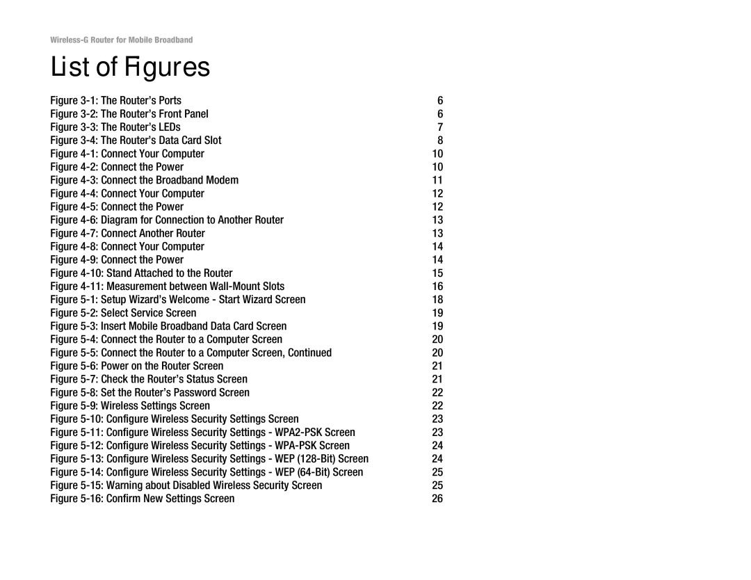 Cisco Systems WRT54G3G-ST manual List of Figures, Router’s Ports 