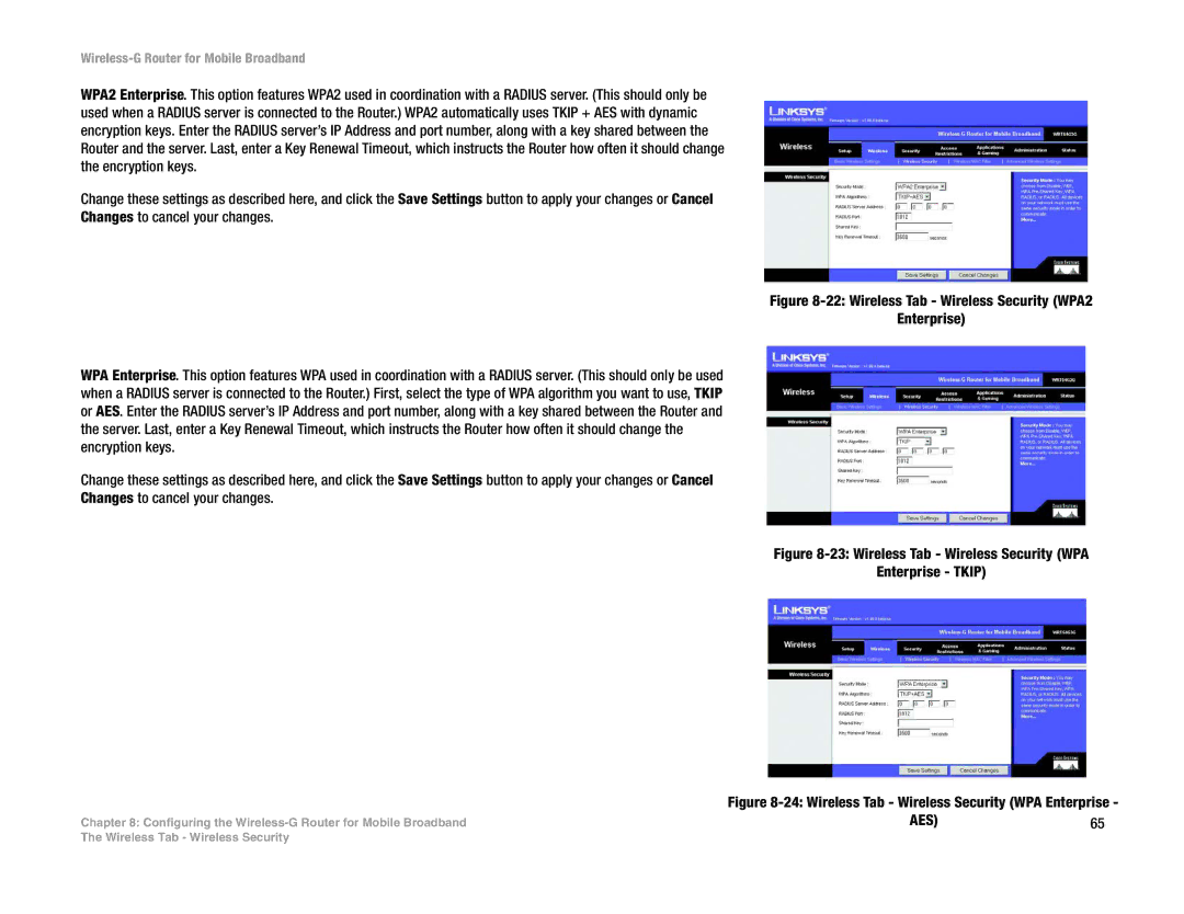 Cisco Systems WRT54G3G-ST manual Aes 