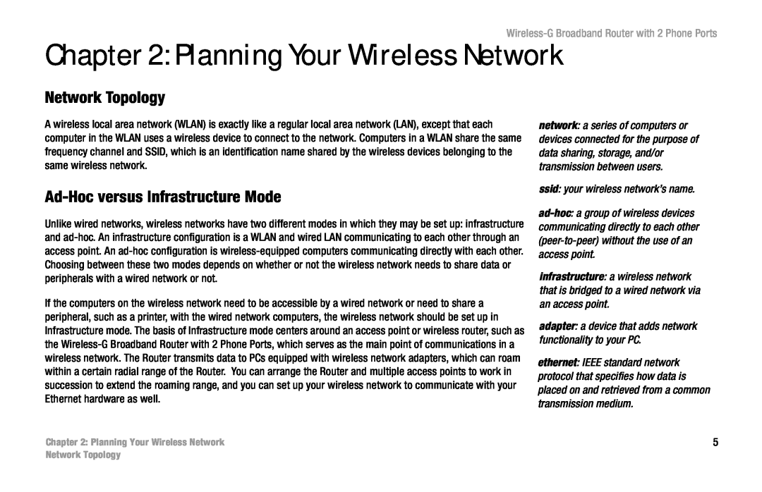 Cisco Systems WRT54GP2 manual Planning Your Wireless Network, Network Topology, Ad-Hoc versus Infrastructure Mode 