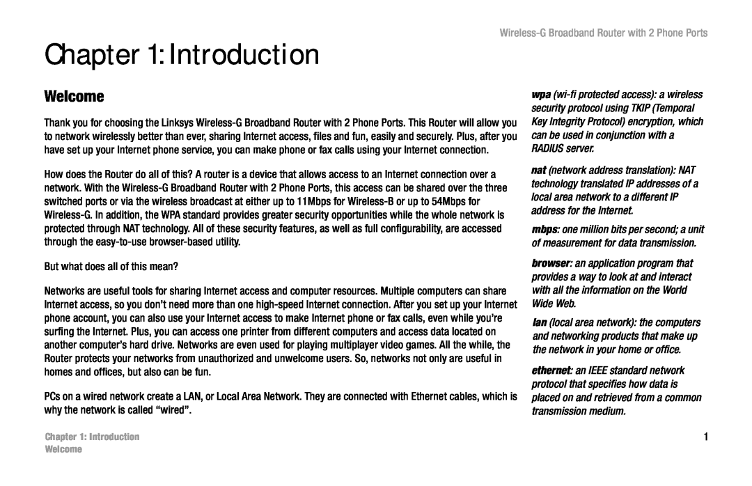 Cisco Systems WRT54GP2 manual Introduction, Welcome, Wireless-G Broadband Router with 2 Phone Ports 