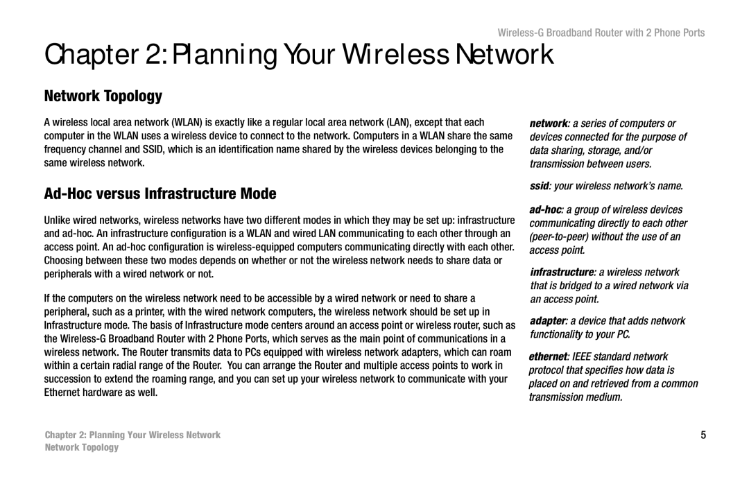 Cisco Systems WRT54GP2 manual Planning Your Wireless Network, Network Topology, Ad-Hoc versus Infrastructure Mode 