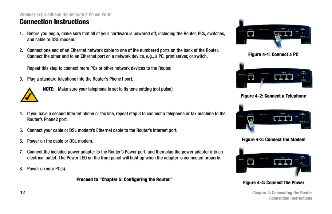 Cisco Systems WRT54GP2 manual Connection Instructions, Connect a PC 