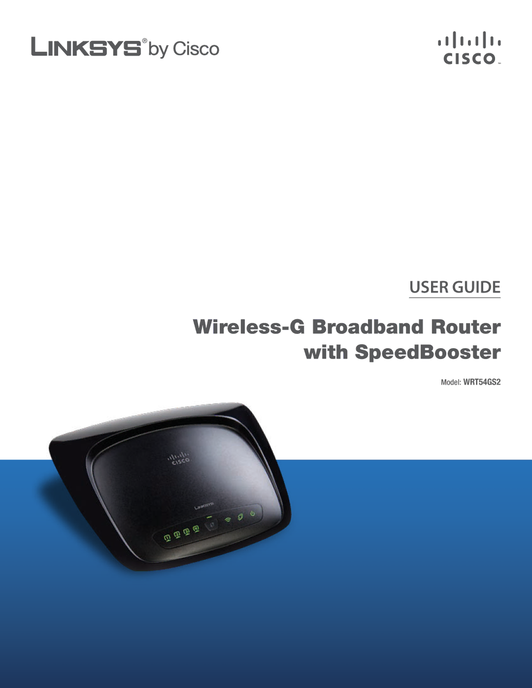 Cisco Systems WRT54GS2 manual Wireless-G Broadband Router with SpeedBooster 