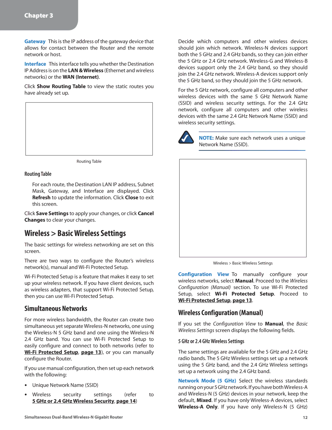 Cisco Systems WRT610N manual Wireless Basic Wireless Settings, Simultaneous Networks, Wireless Configuration Manual 