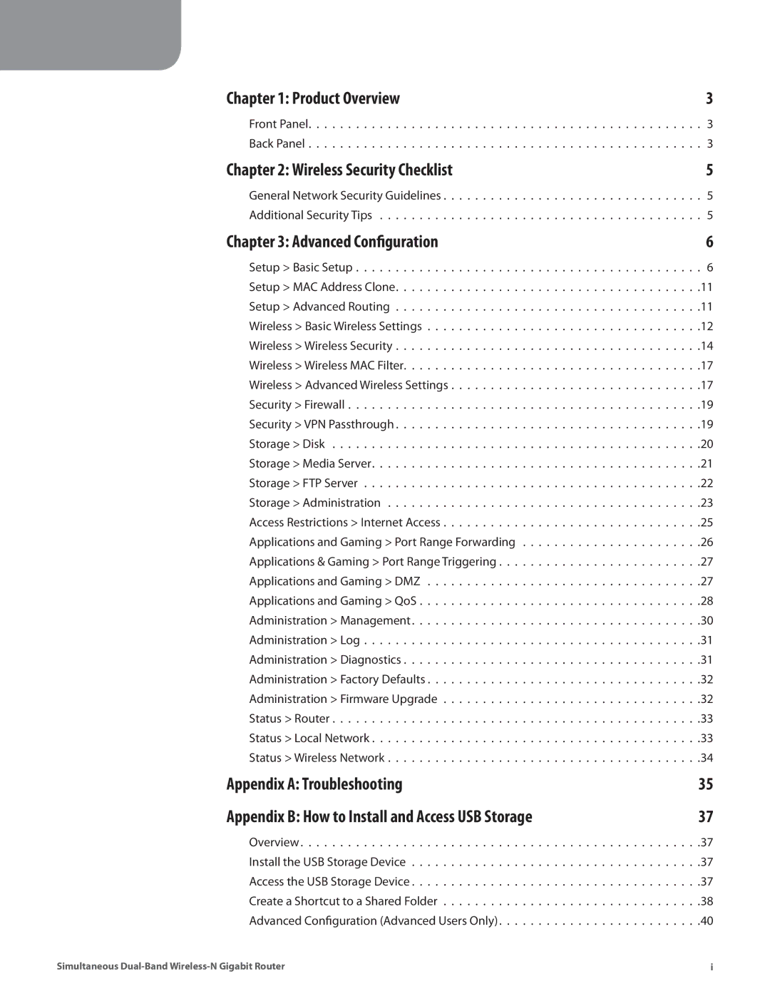 Cisco Systems WRT610N manual Table of Contents 