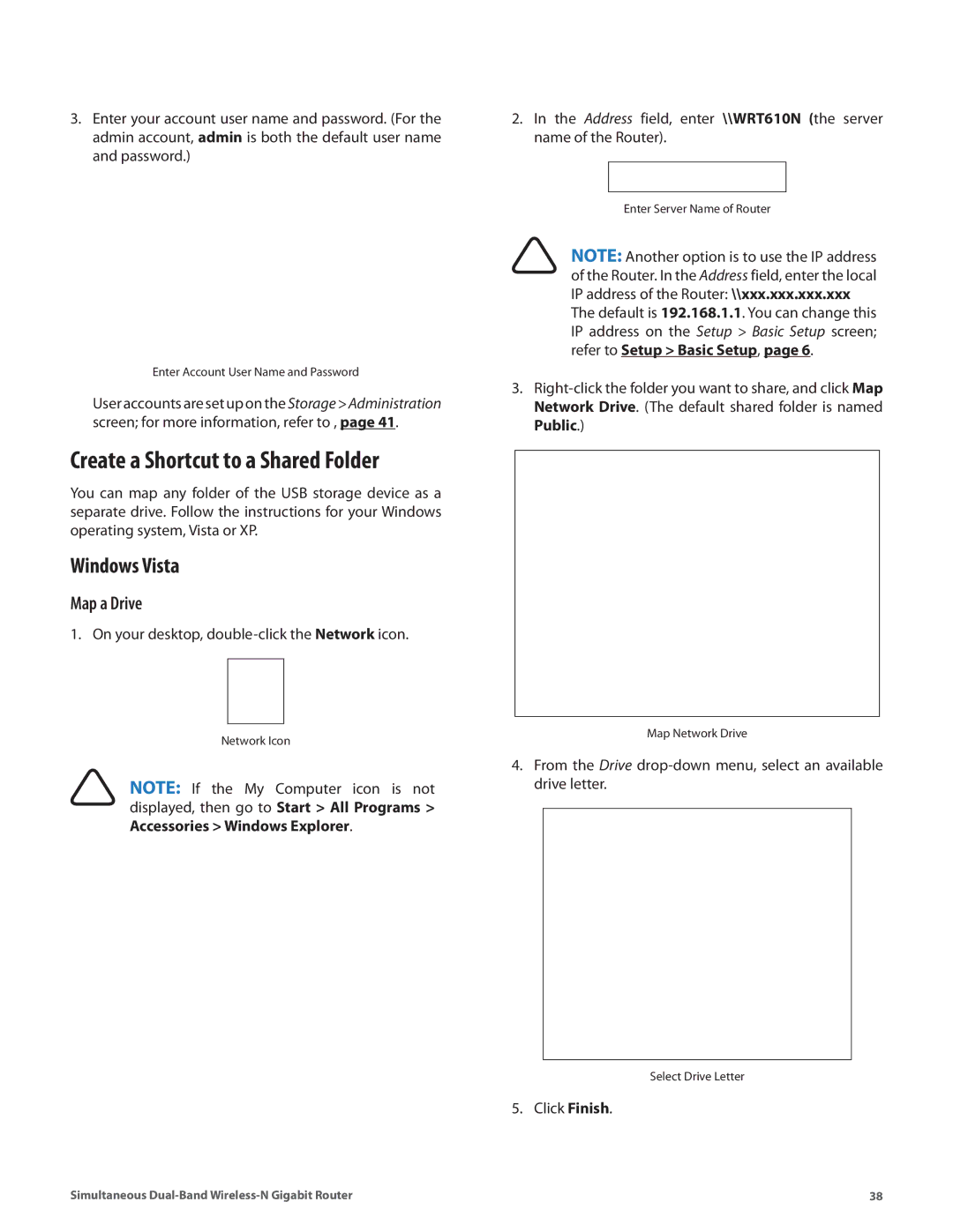 Cisco Systems WRT610N manual Create a Shortcut to a Shared Folder, Map a Drive 