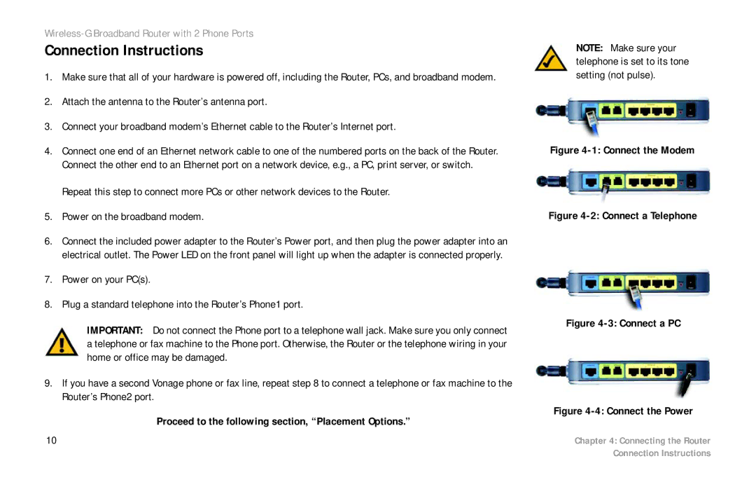 Cisco Systems WRTP54G manual Connection Instructions, Connect the Modem 