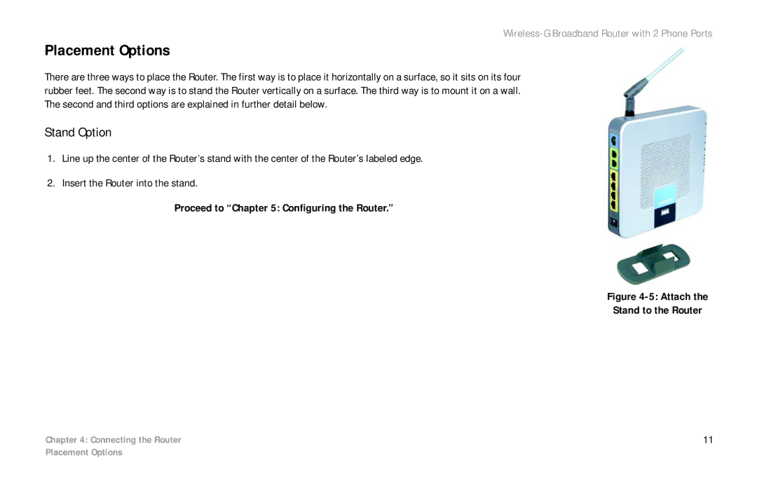 Cisco Systems WRTP54G manual Placement Options, Stand Option 