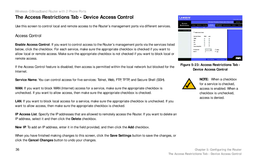 Cisco Systems WRTP54G manual Access Restrictions Tab Device Access Control 