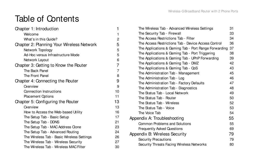 Cisco Systems WRTP54G manual Table of Contents 