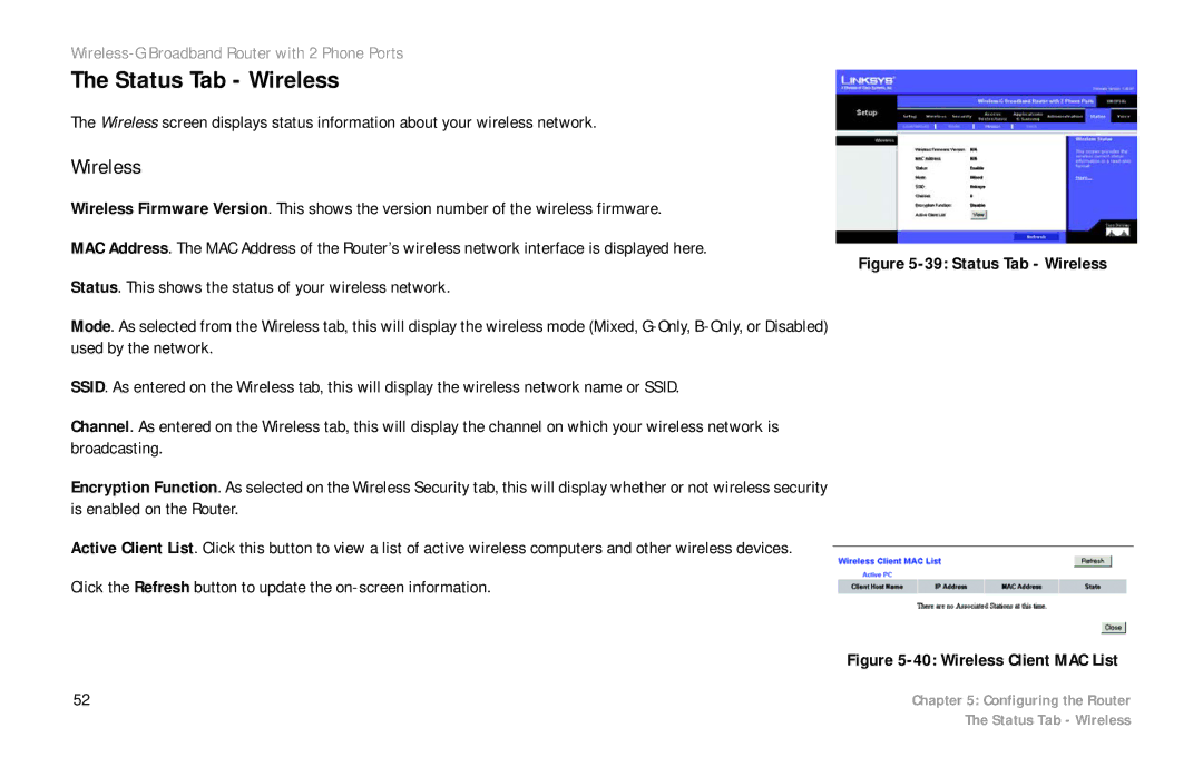 Cisco Systems WRTP54G manual Status Tab Wireless 