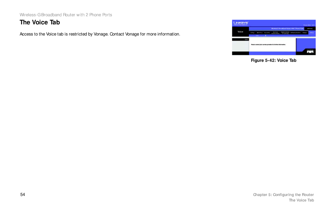 Cisco Systems WRTP54G manual Voice Tab 