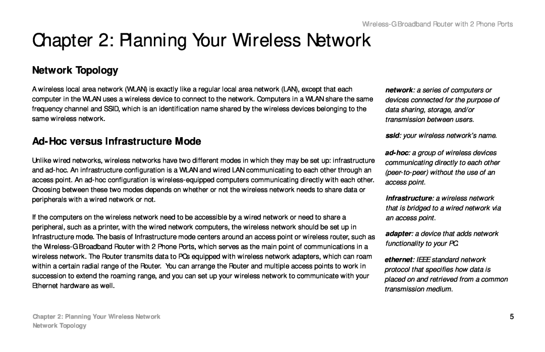 Cisco Systems WRTP54G manual Planning Your Wireless Network, Network Topology, Ad-Hoc versus Infrastructure Mode 