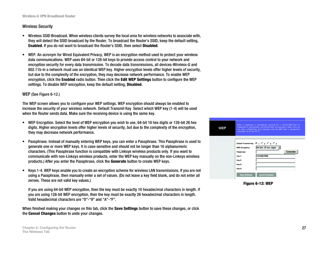 Cisco Systems WRV54G manual Wireless Security, WEP See Figure 