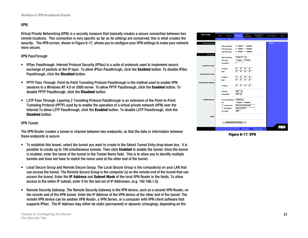 Cisco Systems WRV54G manual Vpn 