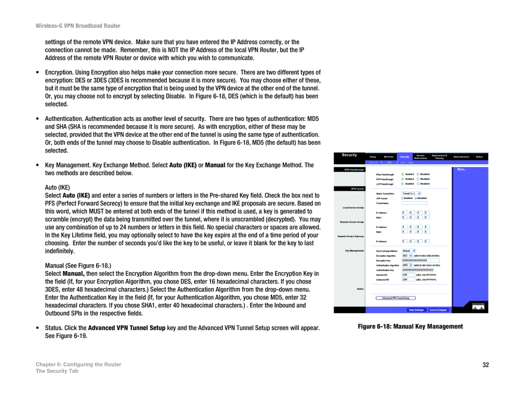 Cisco Systems WRV54G manual Manual Key Management 