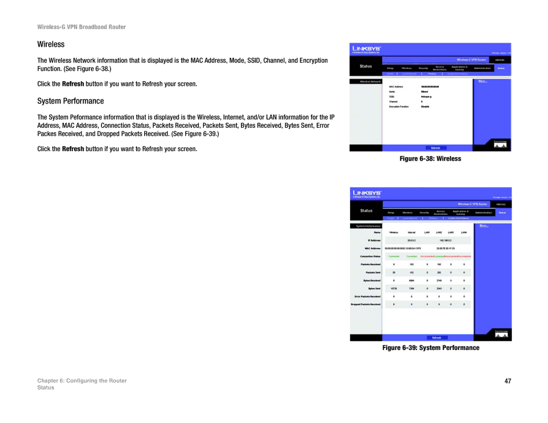 Cisco Systems WRV54G manual System Performance, Wireless 