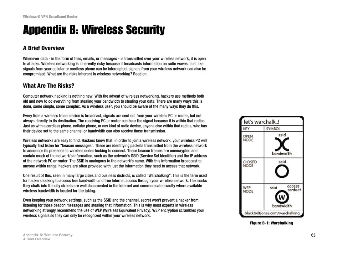 Cisco Systems WRV54G manual Appendix B Wireless Security, Brief Overview, What Are The Risks? 