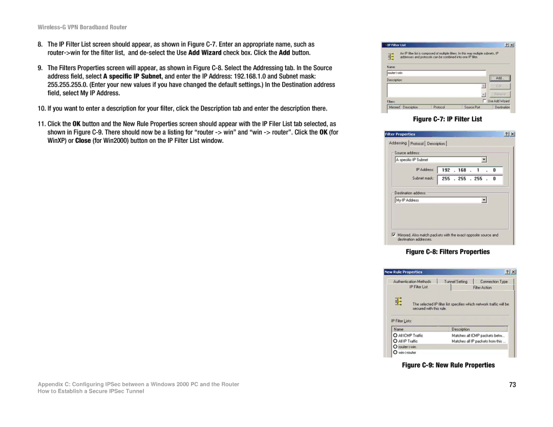 Cisco Systems WRV54G manual Figure C-7 IP Filter List 