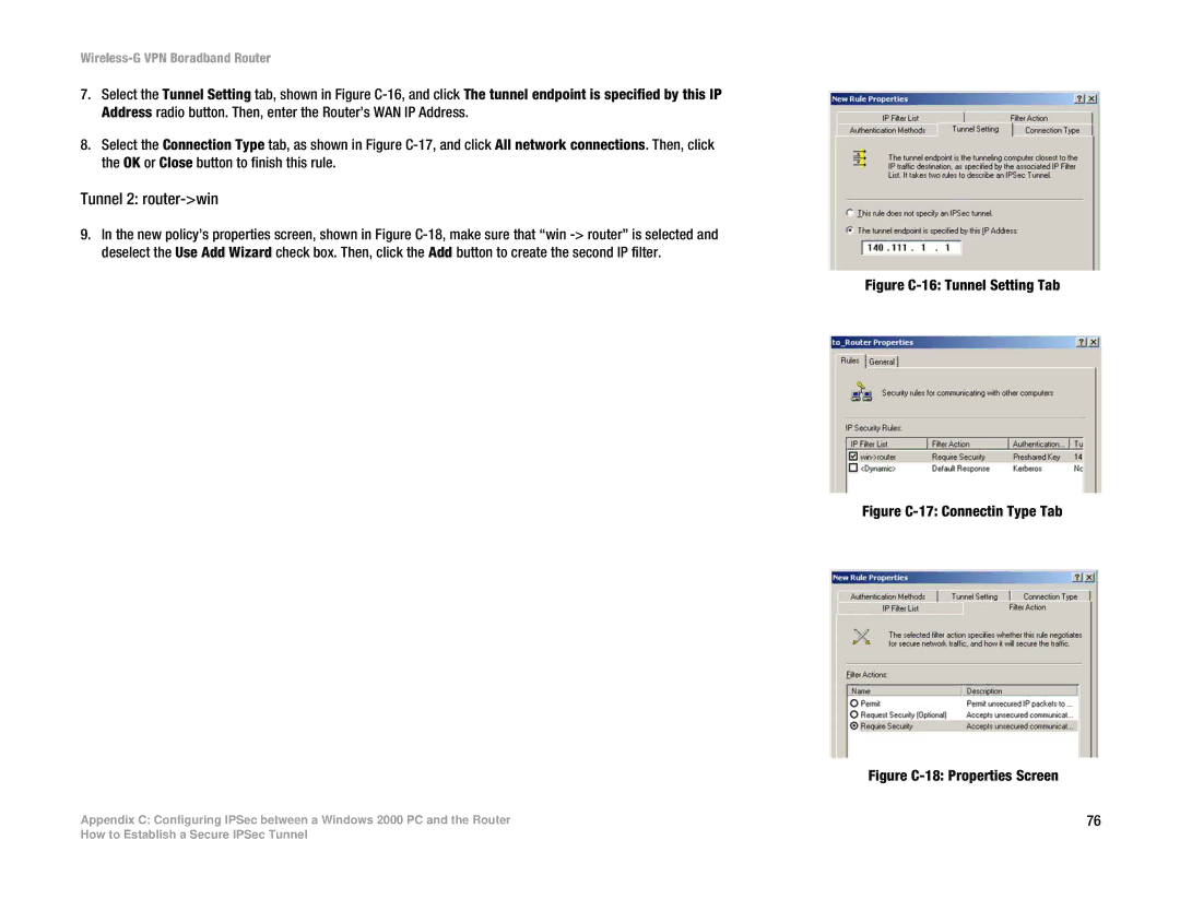 Cisco Systems WRV54G manual Tunnel 2 router-win, Figure C-16 Tunnel Setting Tab 
