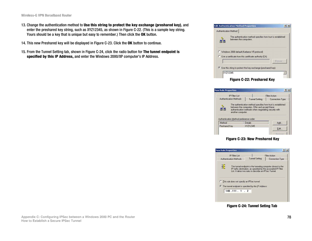 Cisco Systems WRV54G manual Figure C-22 Preshared Key 