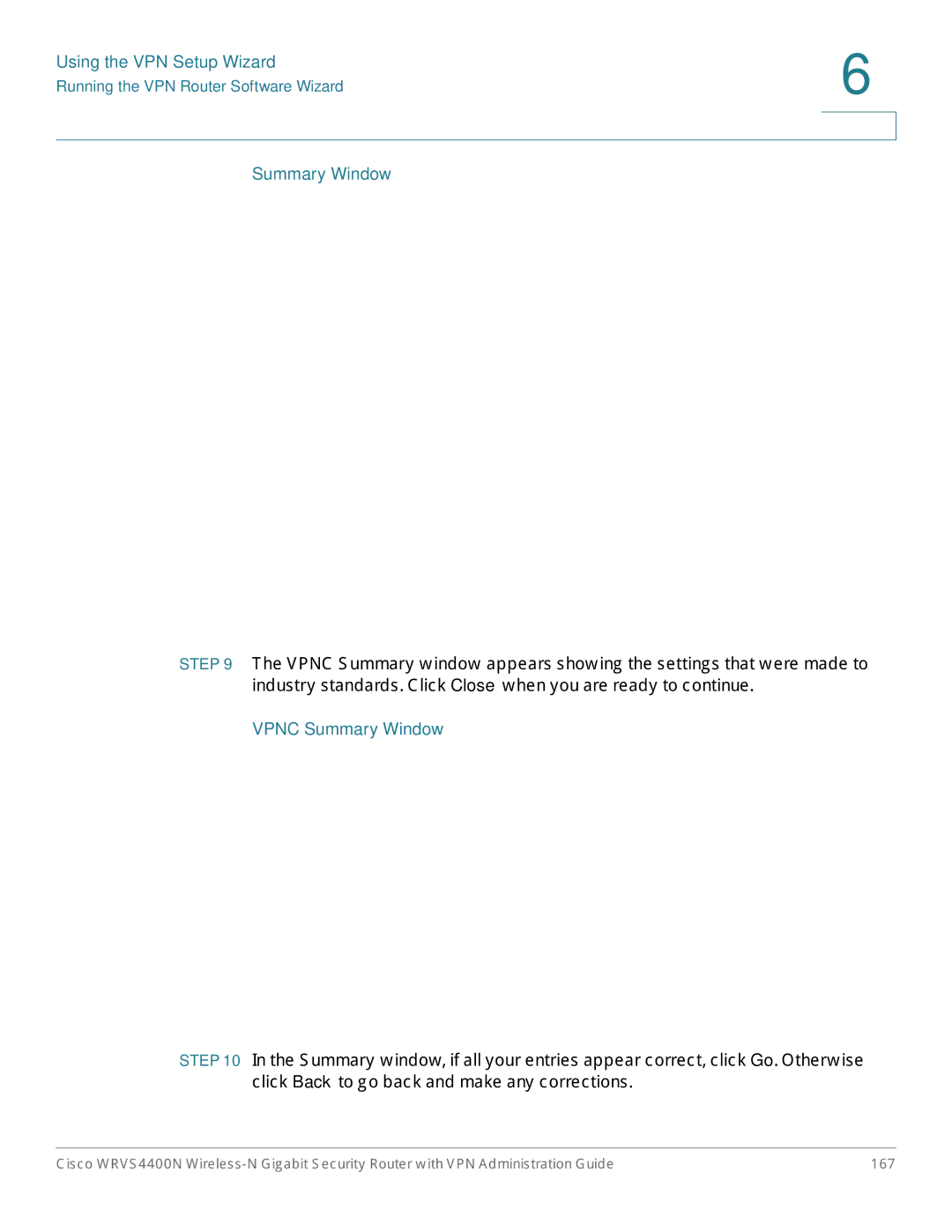 Cisco Systems WRVS4400NRF manual Vpnc Summary Window 