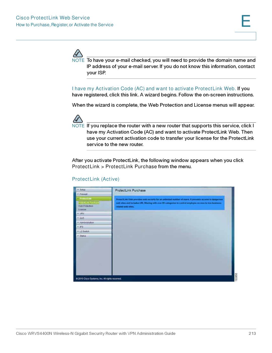 Cisco Systems WRVS4400NRF manual ProtectLink Active 