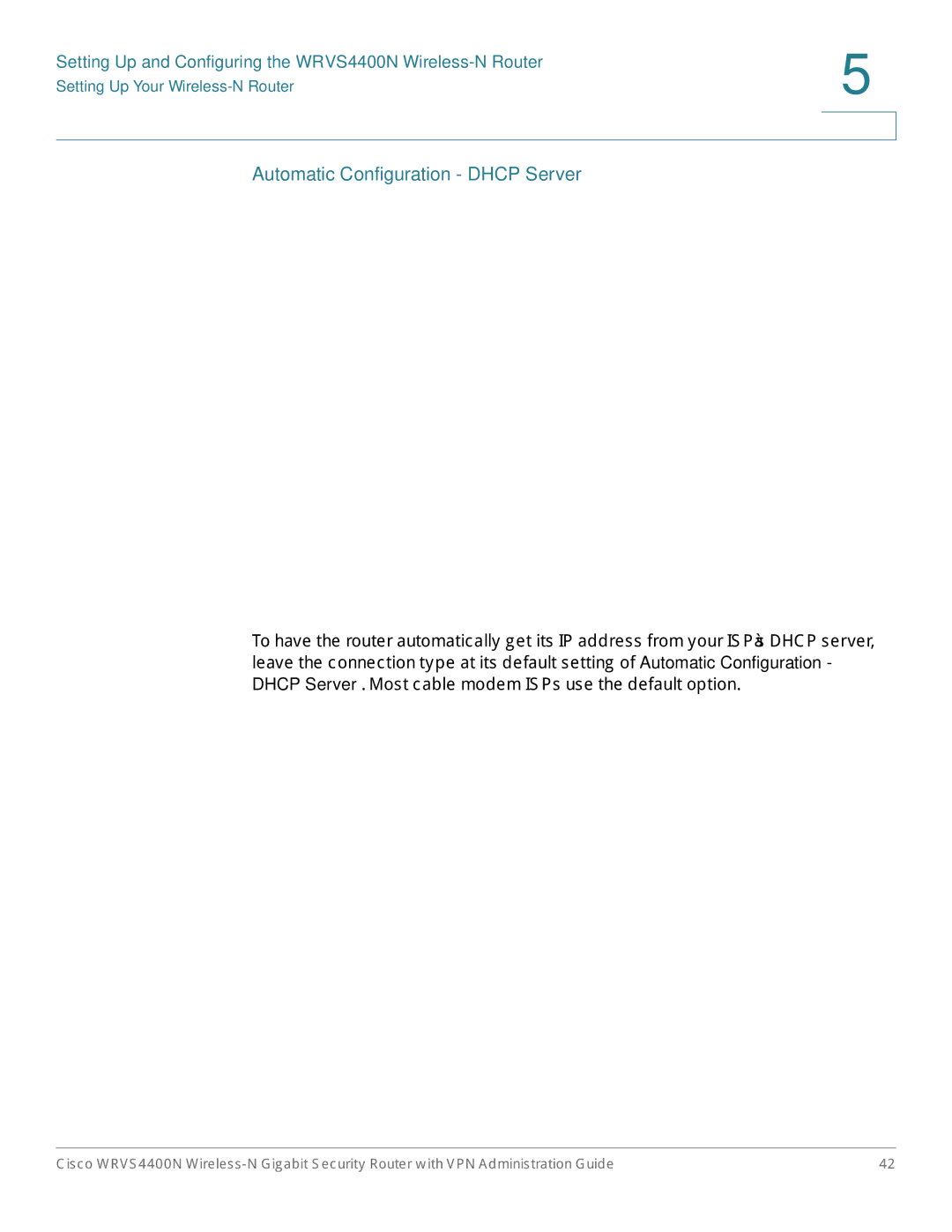 Cisco Systems WRVS4400NRF manual Automatic Configuration Dhcp Server 