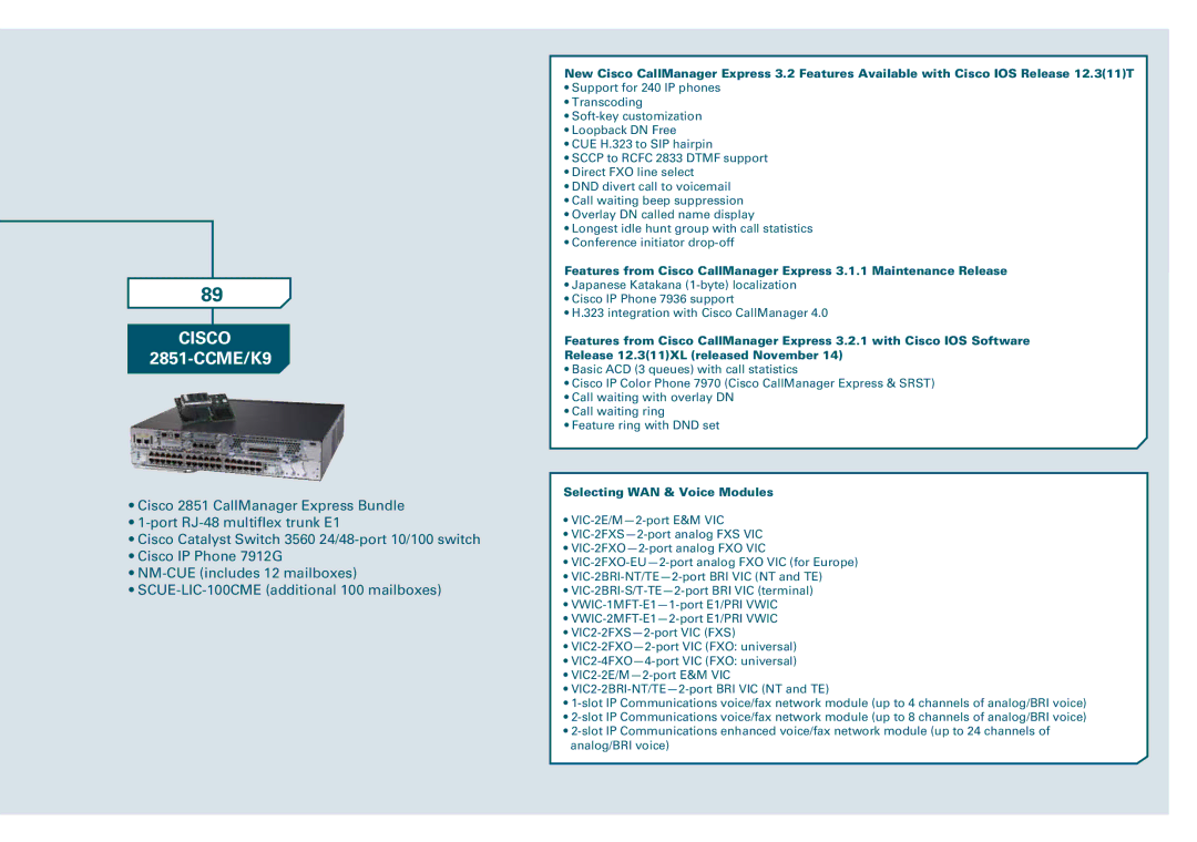 Cisco Systems WS-C2950-12 manual Selecting WAN & Voice Modules 