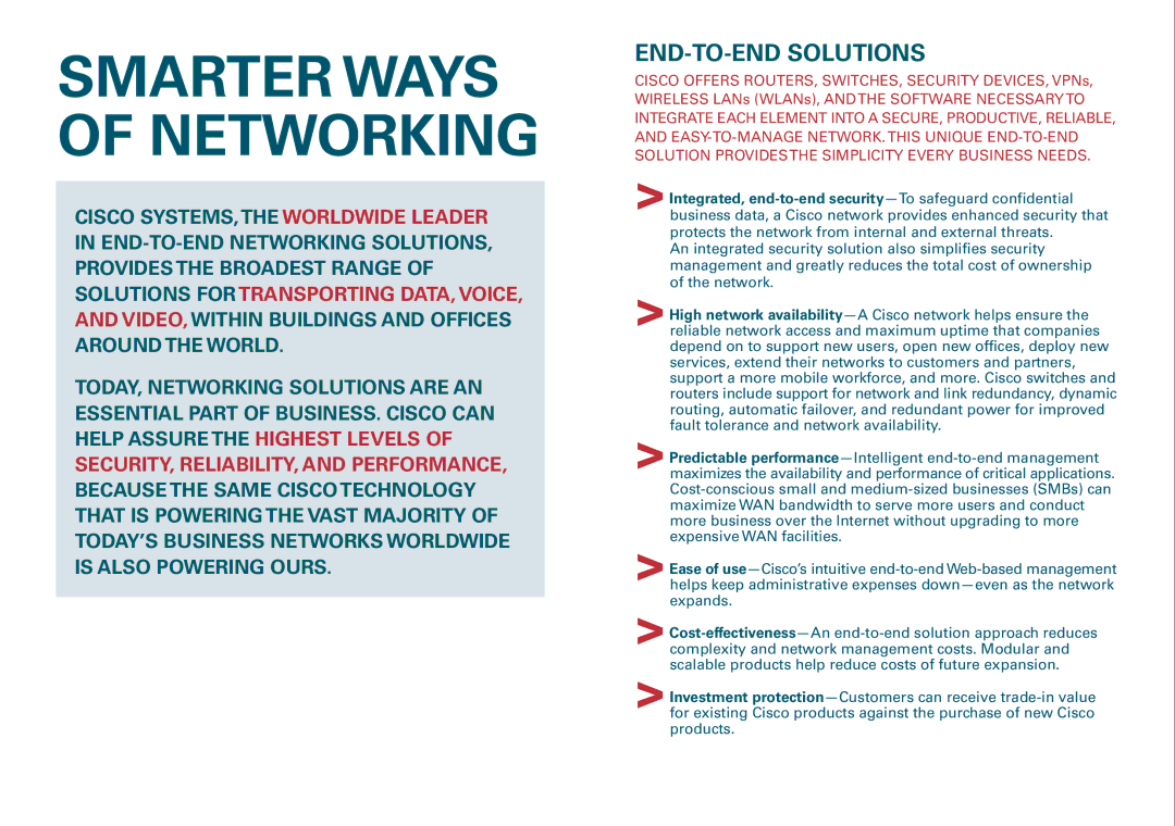 Cisco Systems WS-C2950-12 manual Smarter Ways of Networking 