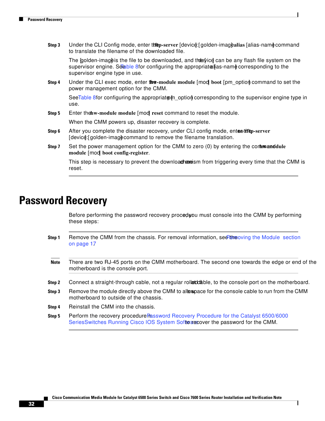 Cisco Systems WS-C6513-E-RF, 6500-E manual Password Recovery 