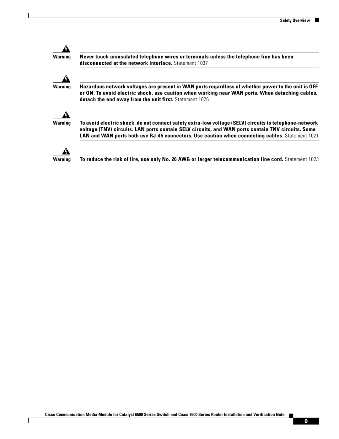 Cisco Systems WS-C6513-E-RF, 6500-E manual Safety Overview 