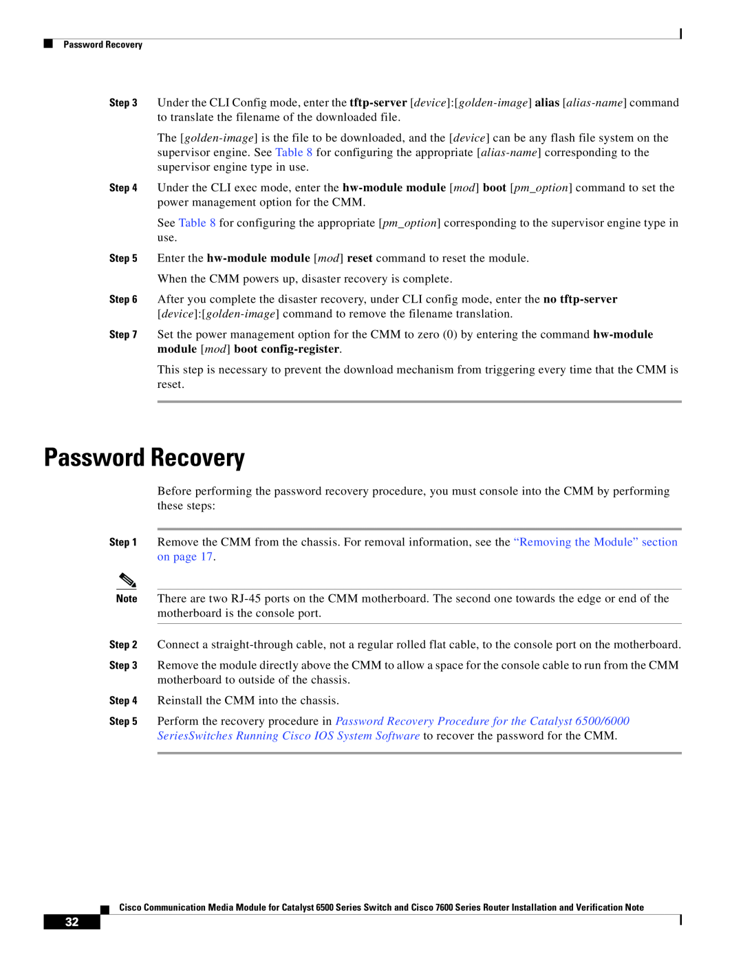 Cisco Systems WS-C6513-E-RF, 6500-E manual Password Recovery 