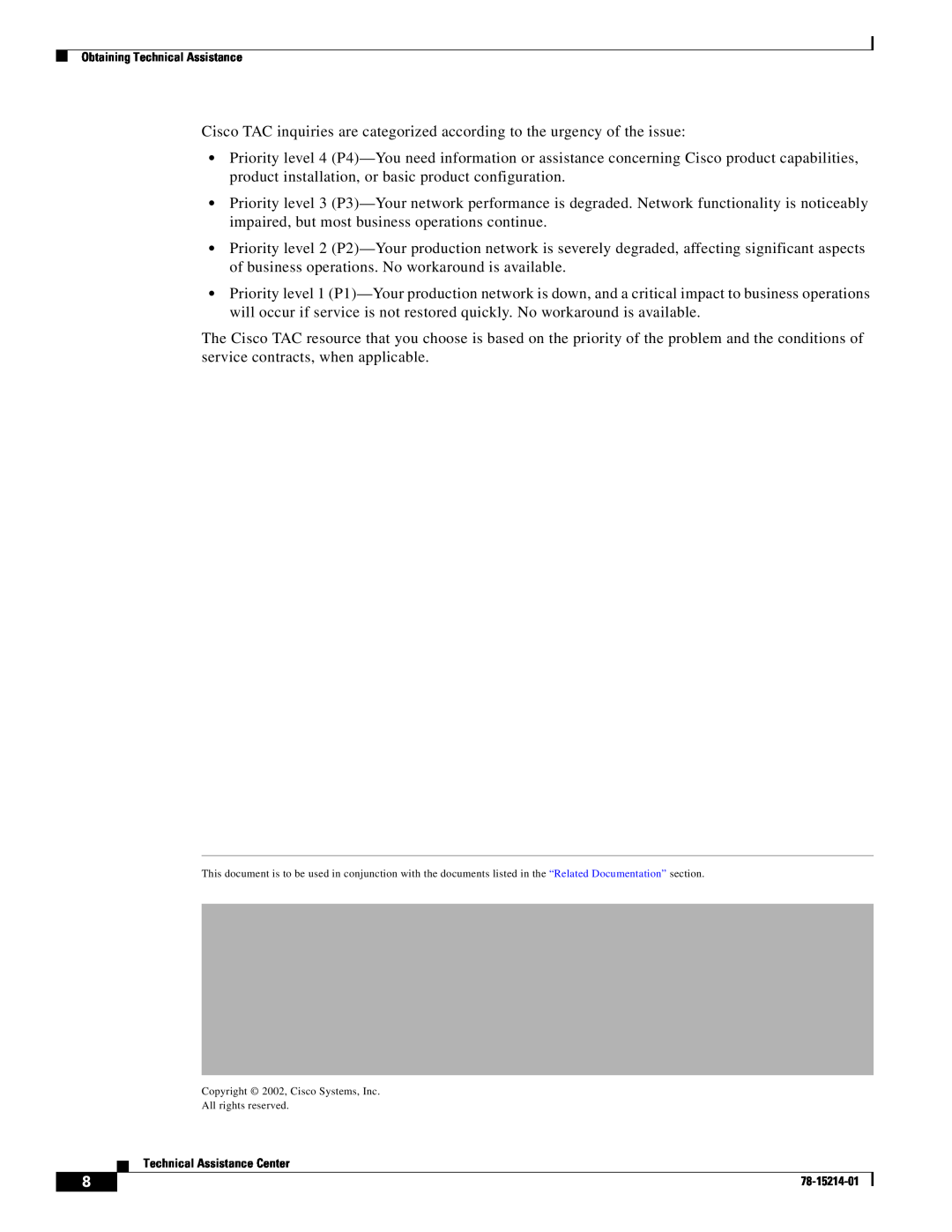 Cisco Systems WS-F4531 manual Copyright 2002, Cisco Systems, Inc All rights reserved 
