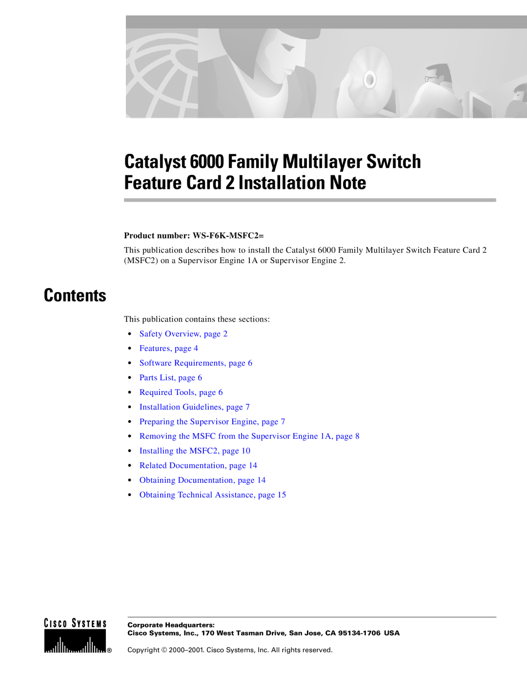 Cisco Systems WS-F6K-MSFC2 manual Contents 