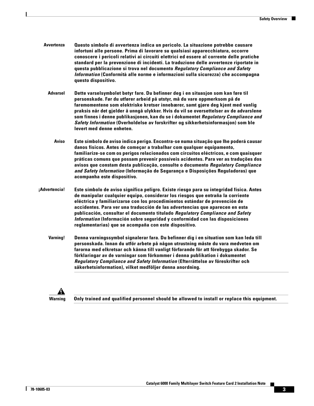 Cisco Systems WS-F6K-MSFC2 manual 78-10605-03 