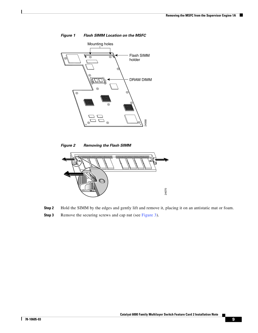 Cisco Systems WS-F6K-MSFC2 manual Flash Simm Location on the Msfc 