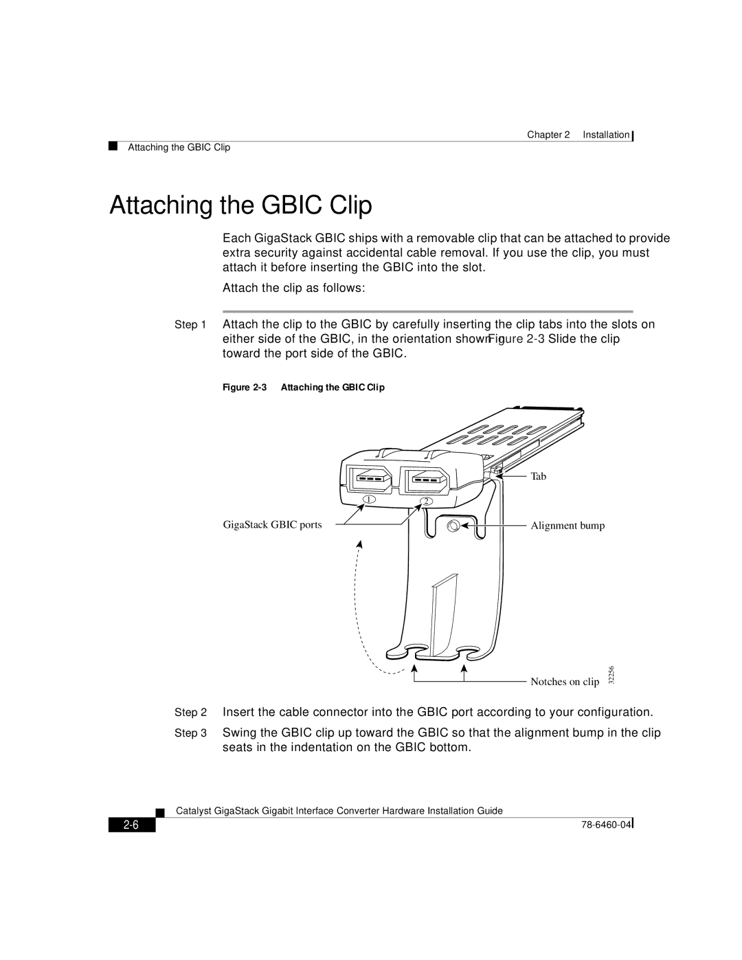 Cisco Systems WS-X3500-XL manual Attaching the Gbic Clip 