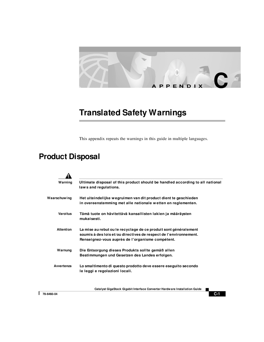 Cisco Systems WS-X3500-XL manual Translated Safety Warnings, Product Disposal 