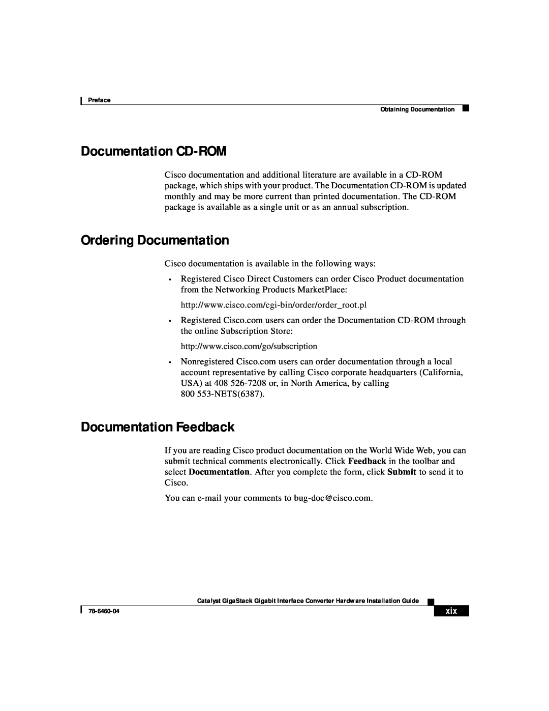 Cisco Systems WS-X3500-XL manual Documentation CD-ROM, Ordering Documentation, Documentation Feedback 