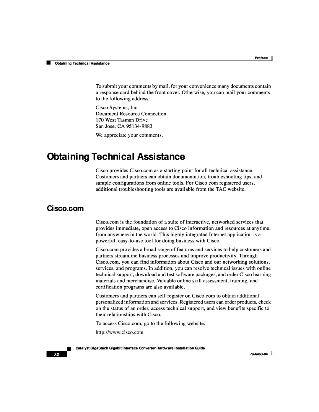 Cisco Systems WS-X3500-XL manual Obtaining Technical Assistance, Cisco.com 