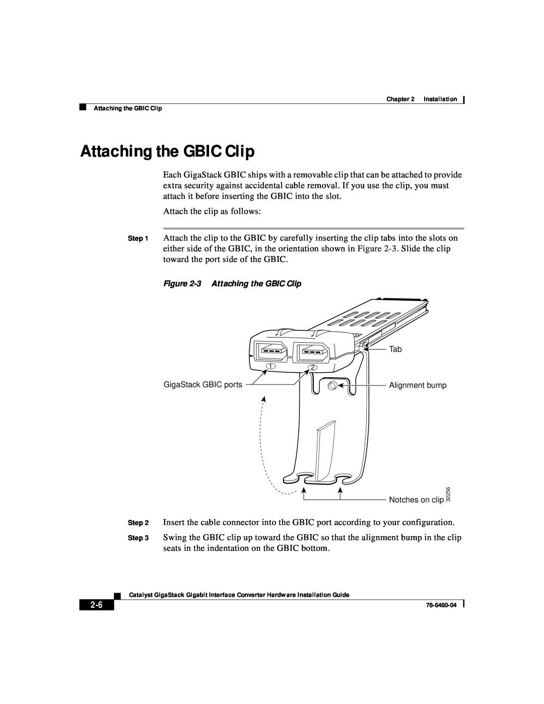 Cisco Systems WS-X3500-XL manual Attaching the GBIC Clip 