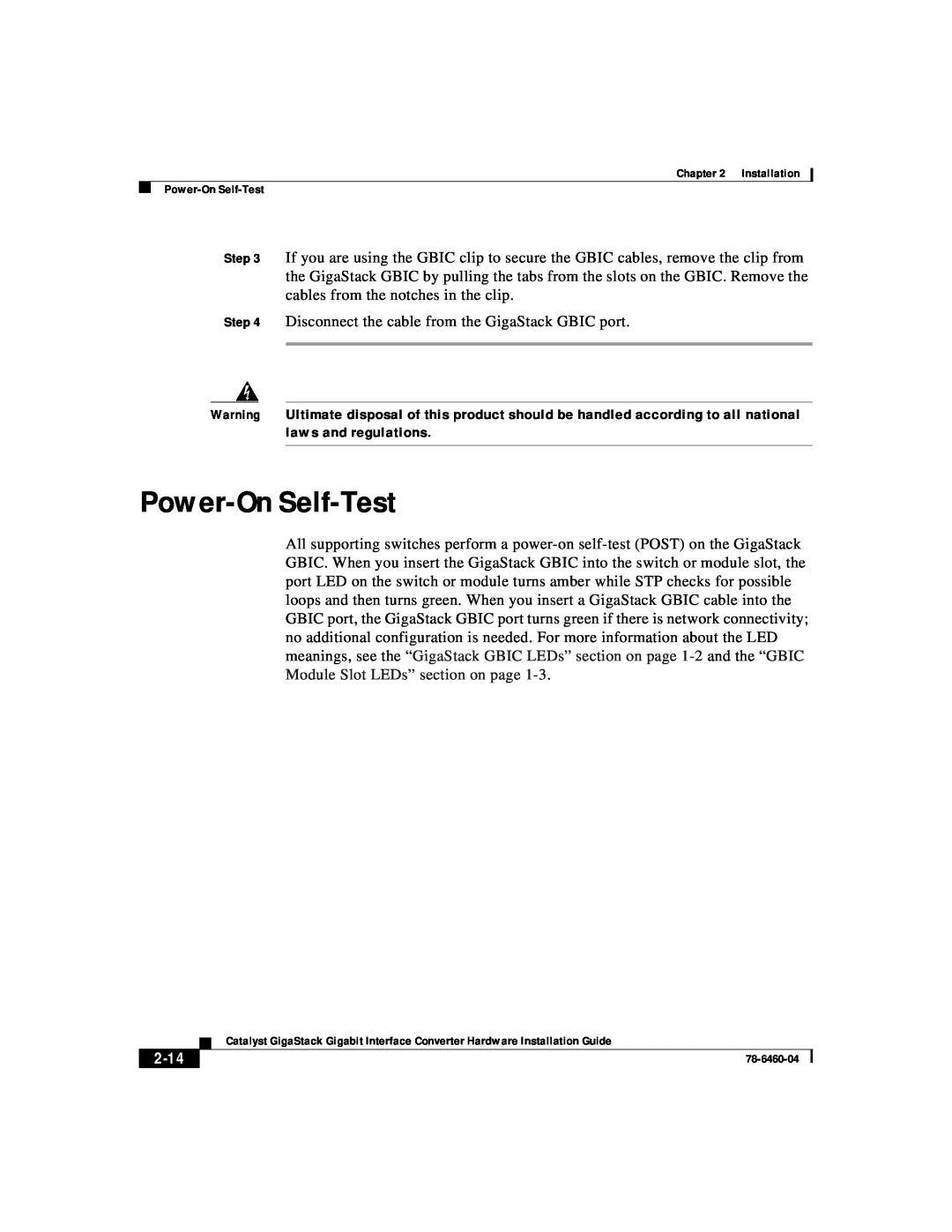 Cisco Systems WS-X3500-XL manual Power-On Self-Test, 2-14 